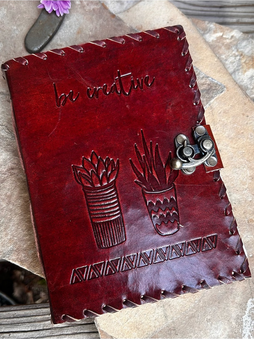 Be Creative Embossed Leather Journal - Brown NWT